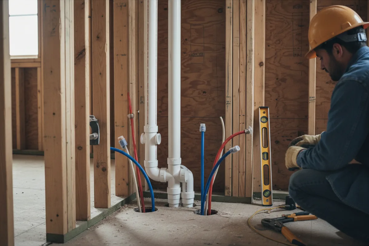 Drain and supply rough-in during Sump Pump Repair in Ironton