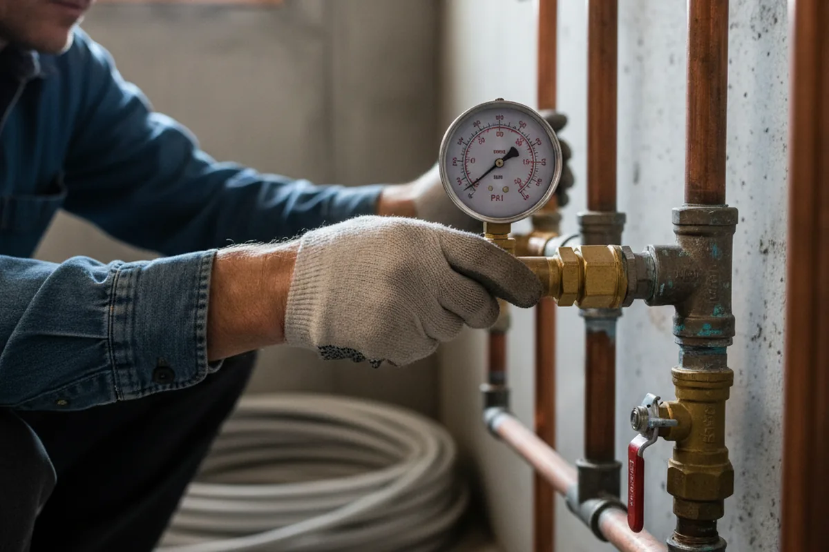 Pressure testing a repaired line during Water Line Repair in Ironton